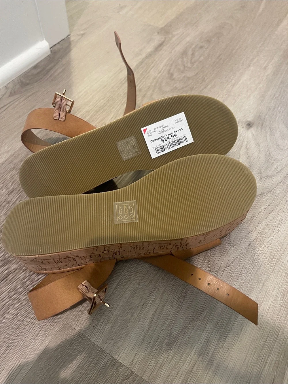 CL by Chinese Laundry Tan Cork Platform Ankle-Strap Sandals